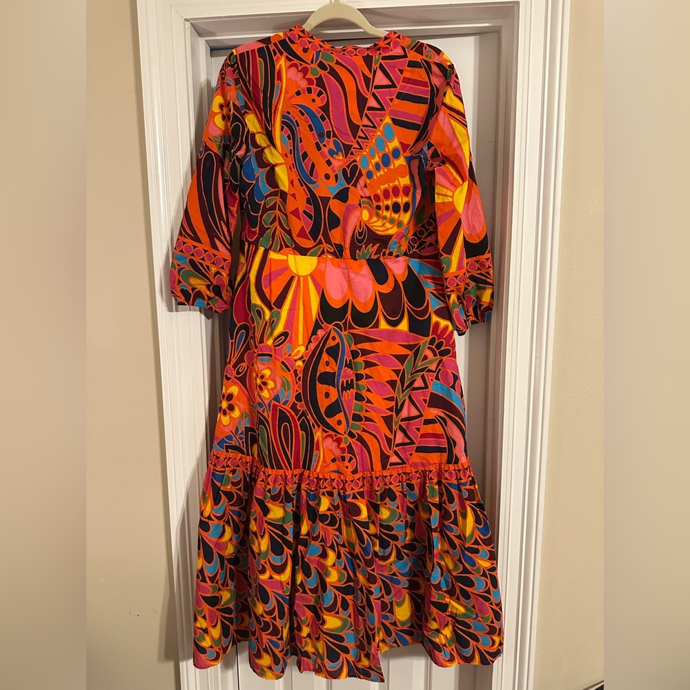 NWT Lesley Evers Shakala Orange Vibrant Abstract Dress - Picture 5 of 5